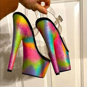 Rainbow Glitter Platform Heels